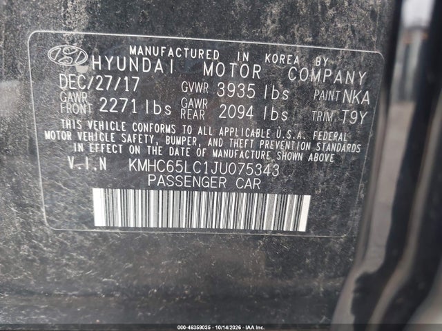 Продаж на аукціоні авто 2018 Hyundai Ioniq Hybrid Blue, vin: KMHC65LC1JU075343, номер лоту: 46359035