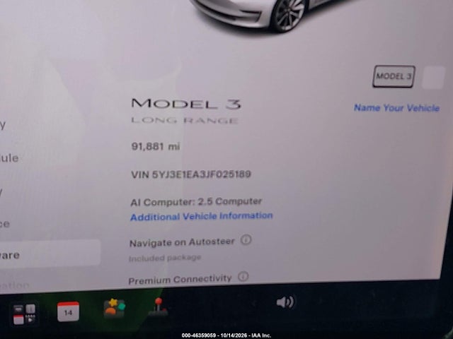 Продаж на аукціоні авто 2018 Tesla Model 3 Long Range/mid Range, vin: 5YJ3E1EA3JF025189, номер лоту: 46359059