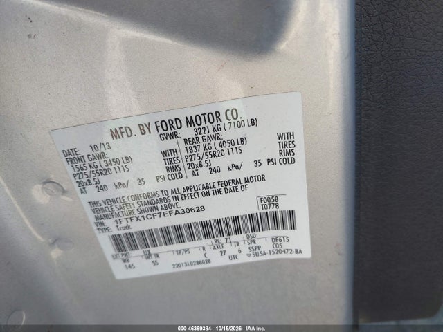 Aukcja sprzedaży 2014 Ford F-150 Stx, vin: 1FTFX1CF7EFA30628, numer aukcji: 46359384