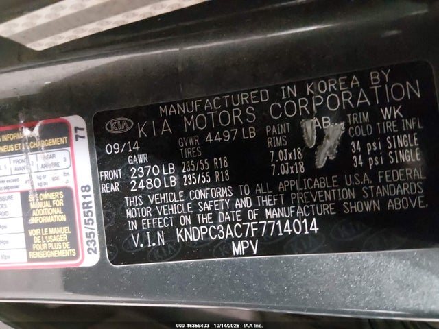 KIA Sportage Ex 2015 KNDPC3AC7F7714014 Image 9