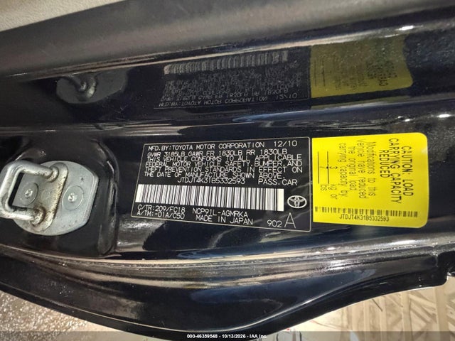 Aukcja sprzedaży 2011 Toyota Yaris, vin: JTDJT4K31B5332593, numer aukcji: 46359548