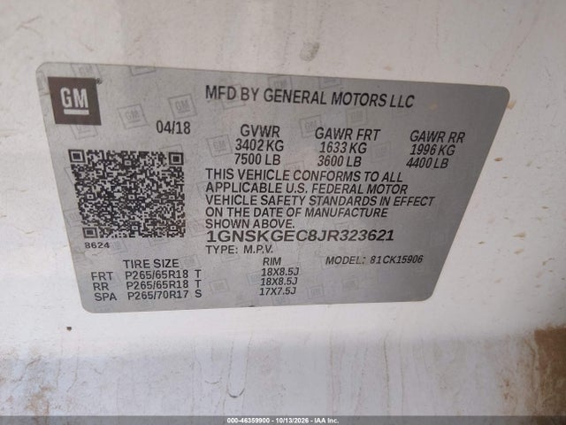 Chevrolet Suburban Ls 2018 1GNSKGEC8JR323621 Image 9