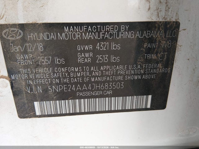 Hyundai SONATA ECO 2018 5NPE24AA4JH683503 Image 9
