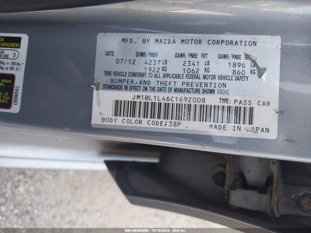 46360089 :رقم المزاد ، JM1BL1L46C1692008 vin ، 2012 Mazda Mazdaspeed3 Touring مزاد بيع