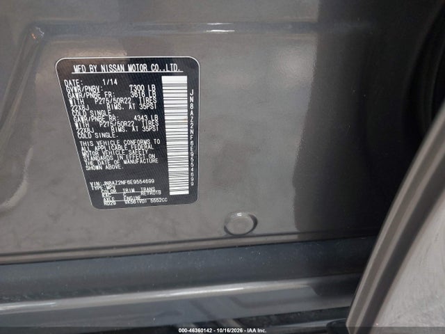 46360142 :رقم المزاد ، JN8AZ2NF6E9554699 vin ، 2014 Infiniti Qx80 مزاد بيع