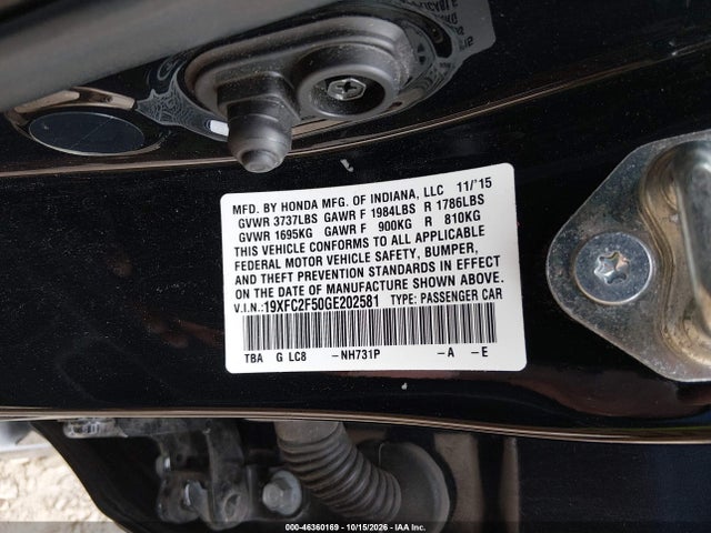 Aukcja sprzedaży 2016 Honda Civic Lx, vin: 19XFC2F50GE202581, numer aukcji: 46360169