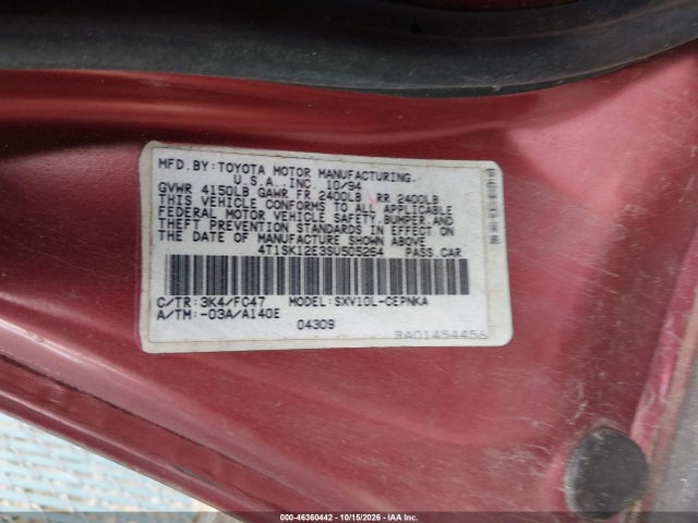 Продажа на аукционе авто 1995 Toyota Camry Le, vin: 4T1SK12E3SU505264, номер лота: 46360442