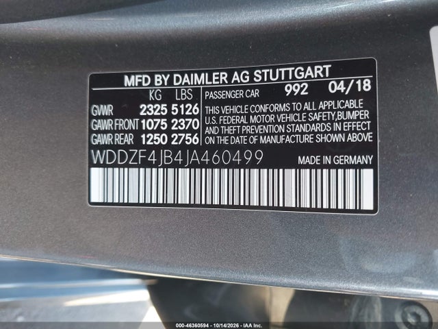 WDDZF4JB4JA460499 Mercedes-Benz E 300