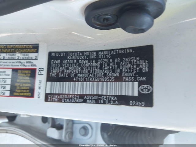 Продаж на аукціоні авто 2016 Toyota Camry Se, vin: 4T1BF1FKXGU189535, номер лоту: 46360709