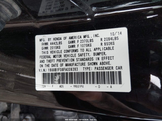 Aukcja sprzedaży 2015 Acura Tlx Tech, vin: 19UUB1F56FA006393, numer aukcji: 46361058