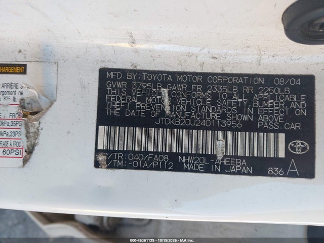Aukcja sprzedaży 2004 Toyota Prius, vin: JTDKB20U240113956, numer aukcji: 46361129
