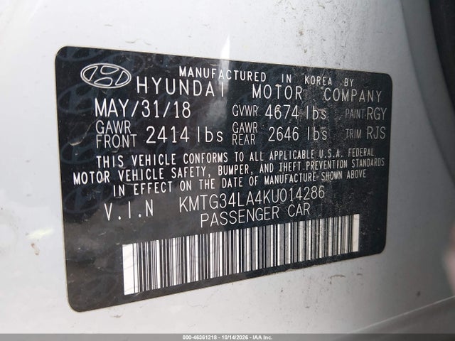 Продаж на аукціоні авто 2019 Genesis G70 2.0t Advanced, vin: KMTG34LA4KU014286, номер лоту: 46361218