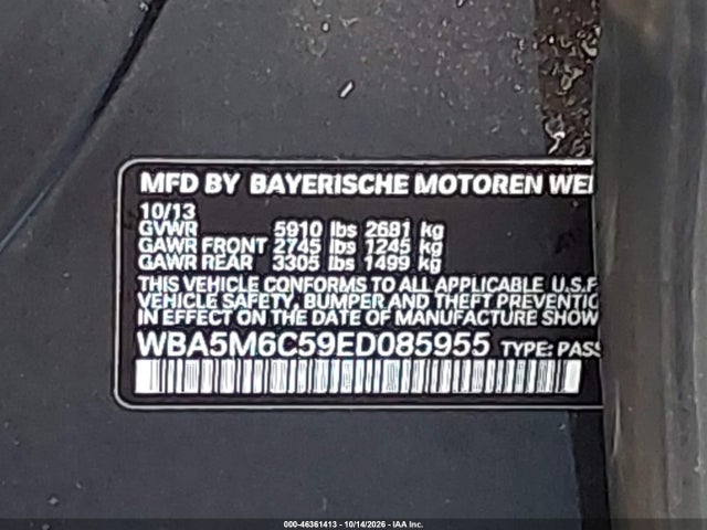 WBA5M6C59ED085955 BMW 550i Gran Turismo