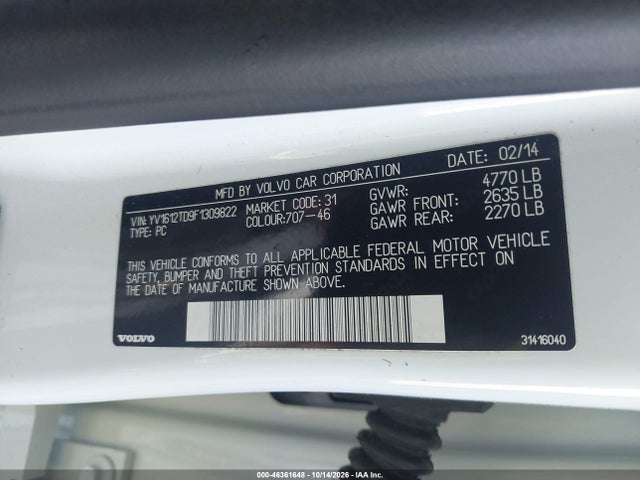 Aukcja sprzedaży 2015 Volvo S60 T5 Platinum, vin: YV1612TD9F1309822, numer aukcji: 46361648