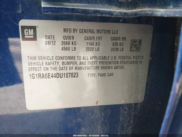Aukcja sprzedaży 2013 Chevrolet Volt, vin: 1G1RA6E44DU107823, numer aukcji: 46361652