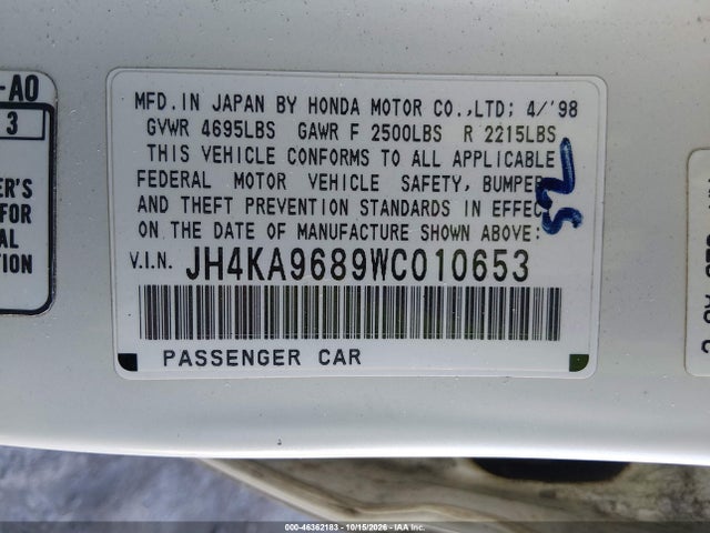 Продаж на аукціоні авто 1998 Acura Rl 3.5, vin: JH4KA9689WC010653, номер лоту: 46362183