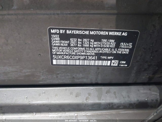 46362551 :رقم المزاد ، 5UXCR6C0XP9P13641 vin ، 2023 Bmw X5 Xdrive40i مزاد بيع
