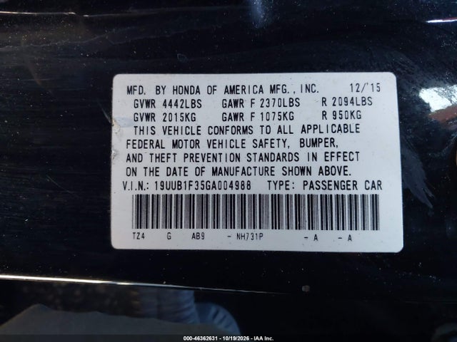 Продаж на аукціоні авто 2016 Acura Tlx Base (dct), vin: 19UUB1F35GA004988, номер лоту: 46362631