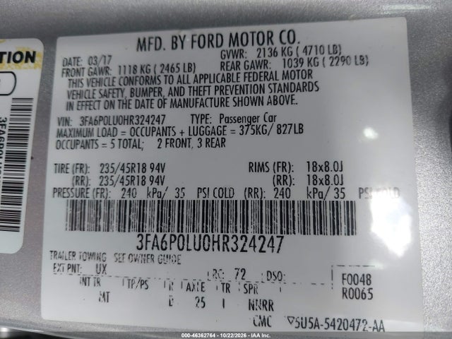 Ford Fusion Hybrid Se 2017 3FA6P0LU0HR324247 Image 9