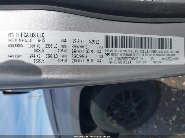 Продажа на аукционе авто 2015 Jeep Patriot Sport, vin: 1C4NJPBB6FD387486, номер лота: 46362766