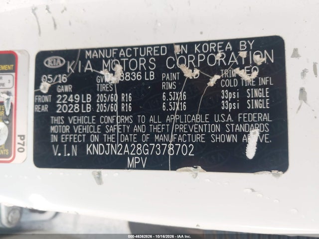 Продаж на аукціоні авто 2016 Kia Soul !, vin: KNDJN2A28G7378702, номер лоту: 46362826
