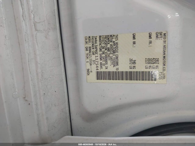 Aukcja sprzedaży 2016 Nissan Altima 2.5 S, vin: 1N4AL3APXGC117544, numer aukcji: 46363049