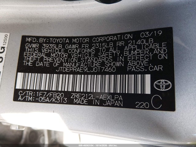 Toyota COROLLA LE 2020 JTDEPRAE9LJ017460 Image 9