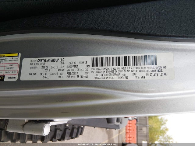 46363175 :رقم المزاد ، 1J4BA3H17BL539487 vin ، 2011 Jeep Wrangler Unlimited Sport مزاد بيع