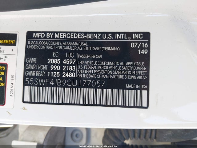 55SWF4JB9GU177057 Mercedes-Benz C 300
