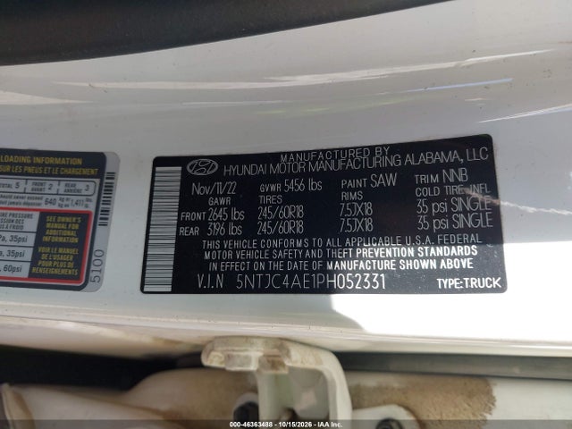 Продаж на аукціоні авто 2023 Hyundai Santa Cruz Sel, vin: 5NTJC4AE1PH052331, номер лоту: 46363488