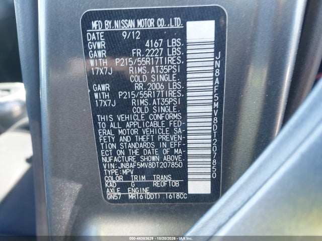 Aukcja sprzedaży 2013 Nissan Juke S, vin: JN8AF5MV8DT207850, numer aukcji: 46363629