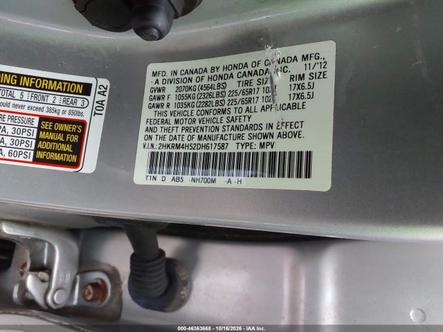 Aukcja sprzedaży 2013 Honda Cr-v Ex, vin: 2HKRM4H52DH617587, numer aukcji: 46363668