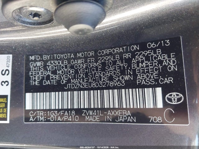 Aukcja sprzedaży 2013 Toyota Prius V Three, vin: JTDZN3EU8D3278963, numer aukcji: 46364197