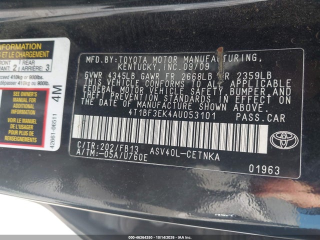 Aukcja sprzedaży 2010 Toyota Camry Le, vin: 4T1BF3EK4AU053101, numer aukcji: 46364350