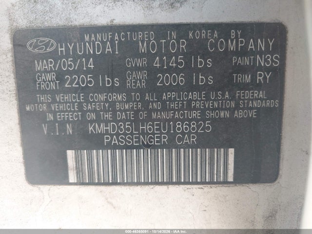 Продаж на аукціоні авто 2014 Hyundai Elantra Gt, vin: KMHD35LH6EU186825, номер лоту: 46365091