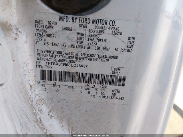 Aukcja sprzedaży 2008 Ford F-350 Fx4/lariat/xl/xlt, vin: 1FTSX31R68ED46037, numer aukcji: 46365553