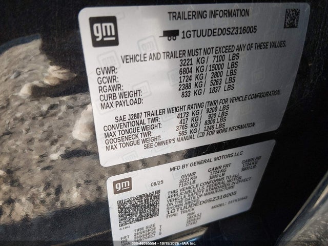 1GTUUDED0SZ316005 GMC Sierra 1500 4wd Short Box Slt