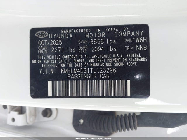 KMHLM4DG1TU123296 Hyundai Elantra Sel Sport