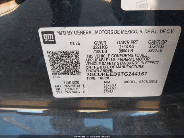 3GCUKEED9TG244167 Chevrolet Silverado 1500 4wd Short Bed Rst