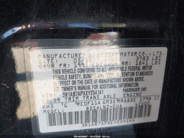 3N1AB7APXEY254141 Nissan Sentra Fe+ Sv
