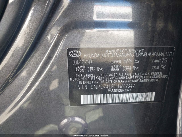 5NPD74LF1LH612347 Hyundai ELANTRA SE