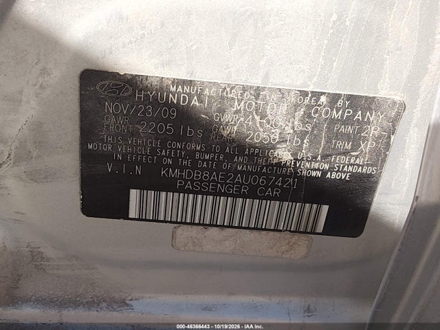 Aukcja sprzedaży 2010 Hyundai Elantra Touring Gls, vin: KMHDB8AE2AU067421, numer aukcji: 46366443
