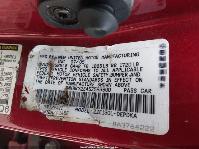 Продаж на аукціоні авто 2005 Toyota Corolla Ce, vin: 1NXBR32E45Z563900, номер лоту: 46366669