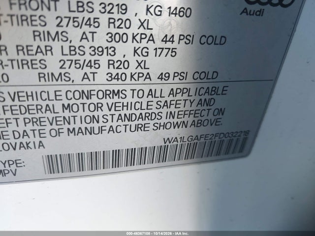 WA1LGAFE2FD032218 Audi Q7 3.0t Premium