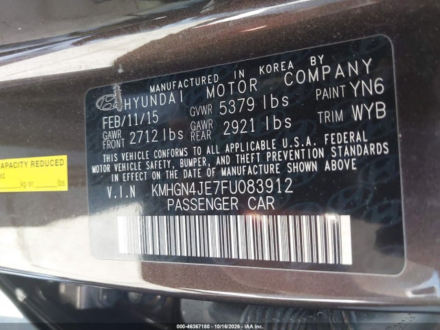 Hyundai Genesis 3.8 2015 KMHGN4JE7FU083912 Image 9