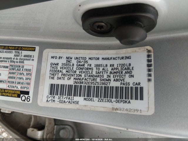 Aukcja sprzedaży 2005 Toyota Corolla Ce, vin: 1NXBR32E95Z519827, numer aukcji: 46367285