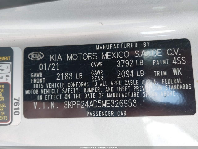 KIA Forte Lxs 2021 3KPF24AD5ME326953 Image 9