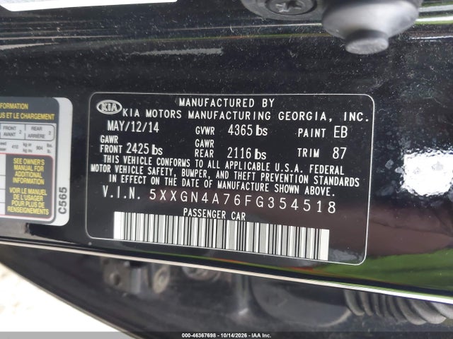5XXGN4A76FG354518 KIA OPTIMA EX