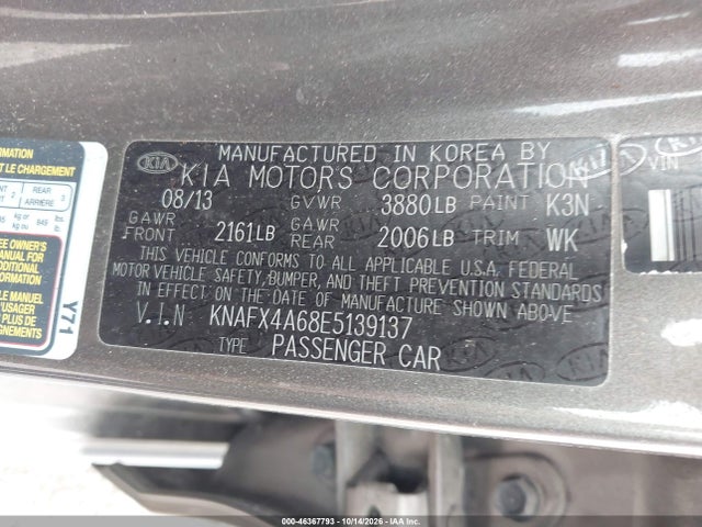 KIA FORTE LX 2014 KNAFX4A68E5139137 Image 9