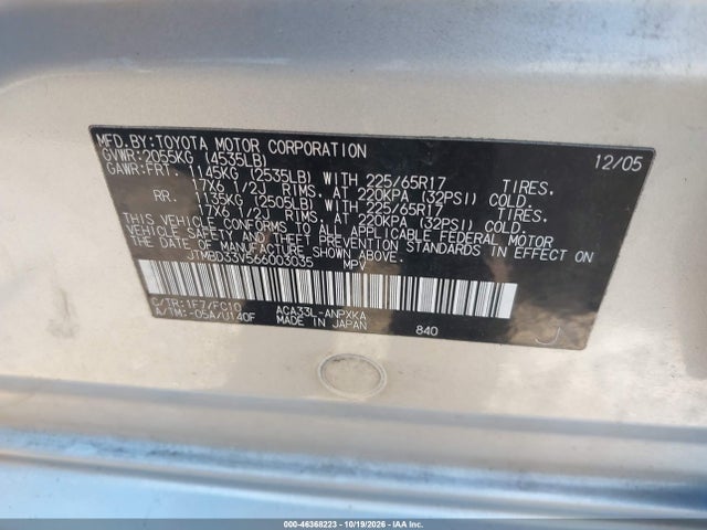 46368223 :رقم المزاد ، JTMBD33V566003035 vin ، 2006 Toyota Rav4 مزاد بيع